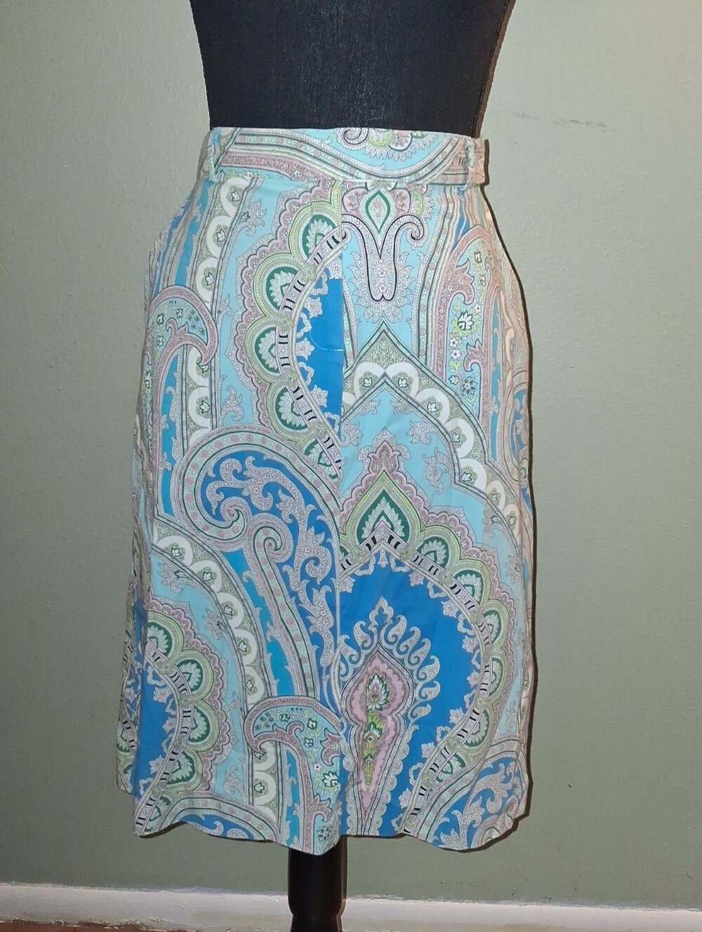 Paisley Midi Skirt in Light Blue